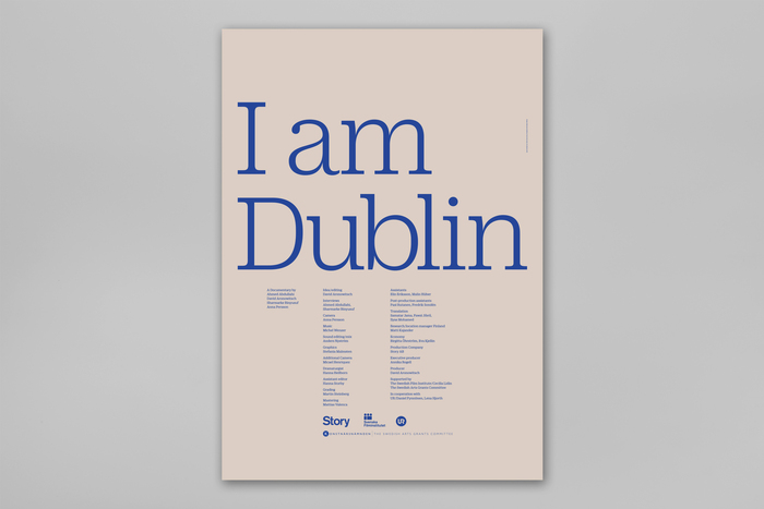 Poster 70x100 cm, printed with Pantone 286 on uncoated coloured paper.