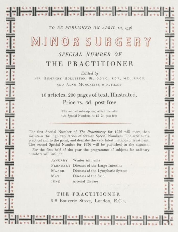 The Practioner 1936 advert, Curwen Press 1