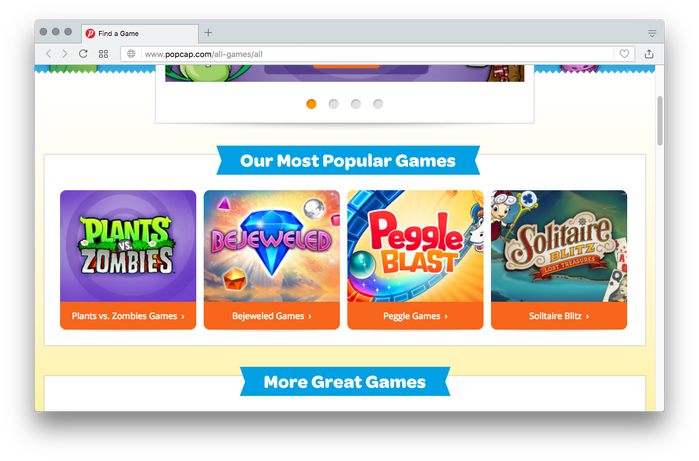 The website sections are divided by headings in Omnes Bold, set white against blue, in ribbon-like boxes.