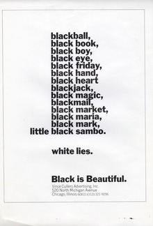 “Black is Beautiful.” ad for Vince Cullers Advertising