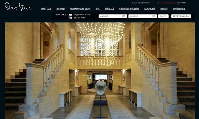 Julieta Ulanovsky’s sans serif Montserrat and system font Times New Roman on Das Stue’s virtual presence are a surprisingly modest choice for “Berlin’s first luxury boutique hotel”. See them in combination here.