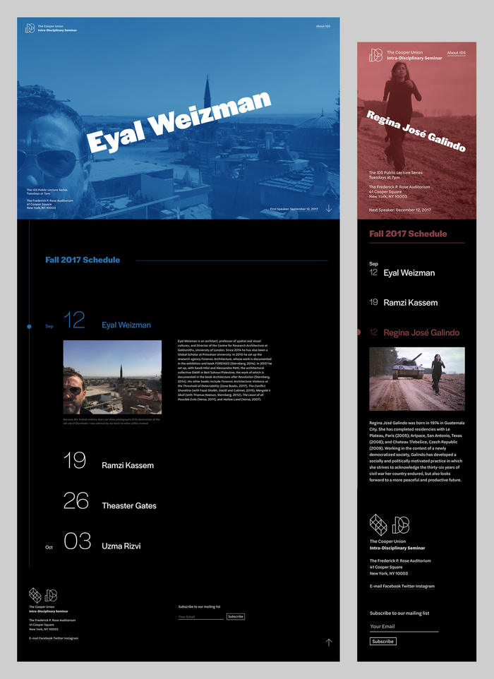 The web and mobile versions of the website. (The speaker list is shortened for simplicity’s sake)