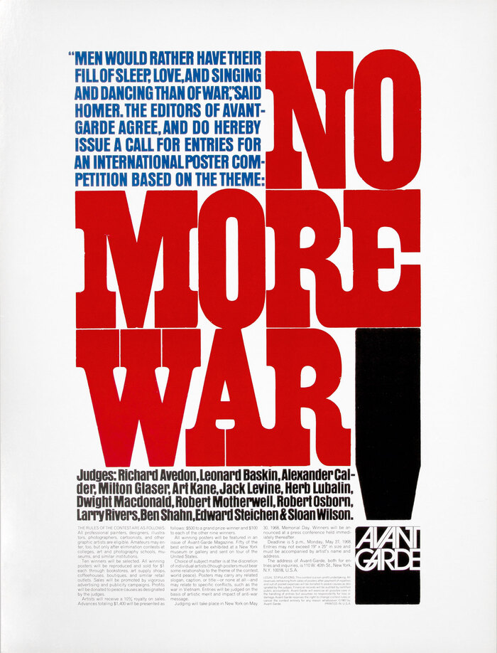 “No More War” – Avant Garde magazine call for entries