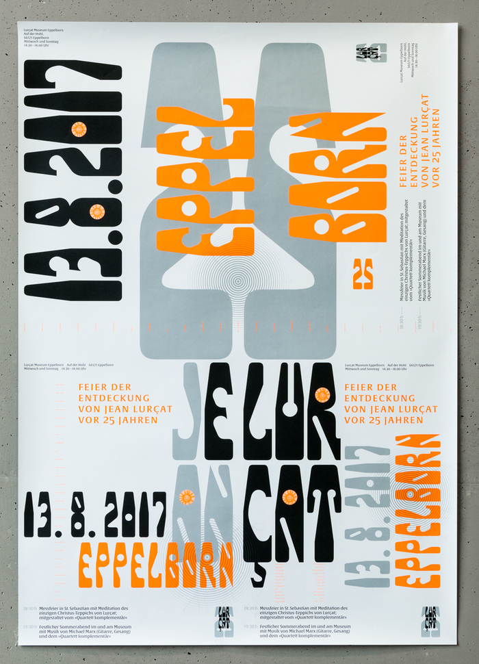 The A1 celebration poster, with two A3 designs on the bottom and one A2 design on the top