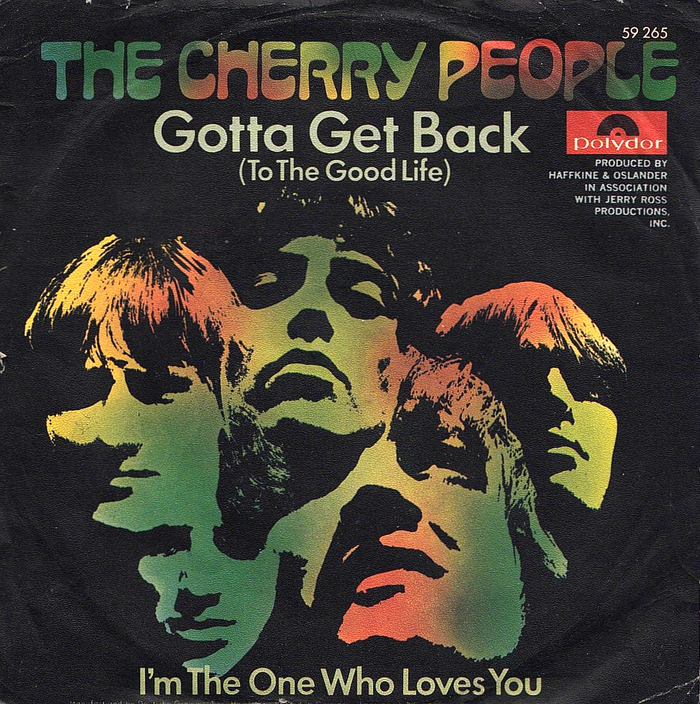 For the German release of “Gotta Get Back (To The Good Life)”/“I’m The One Who Loves You” (Polydor, 1969) the band name in Arabesque was reused as quasi-logo and, together with the (mirrored!) band portrait, colored in with a rainbow gradient. The song titles were reset in Futura.