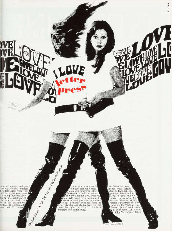 “I Love Letter-Press” Mecanorma ad (1969) 1