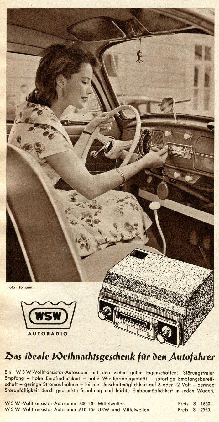 “WSW-Volltransistor-Autosuper” car radio ad (1960)