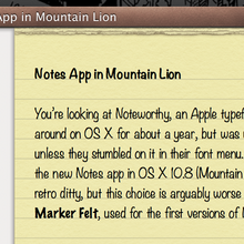 OS X 10.8 (Mountain Lion) Notes App