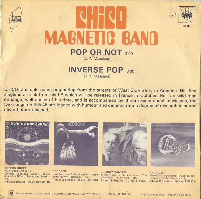 Chico Magnetic Band – “Pop Or Not” / “Inverse Pop” single cover 2
