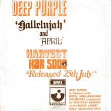 Deep Purple – “Hallelujah” / “April” single cover