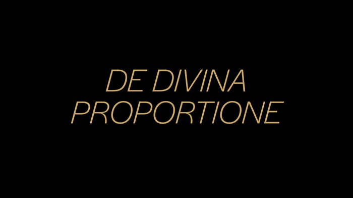 The words &ldquo;The Divine Proportion&rdquo; are set in Halyard Display Light Italic.