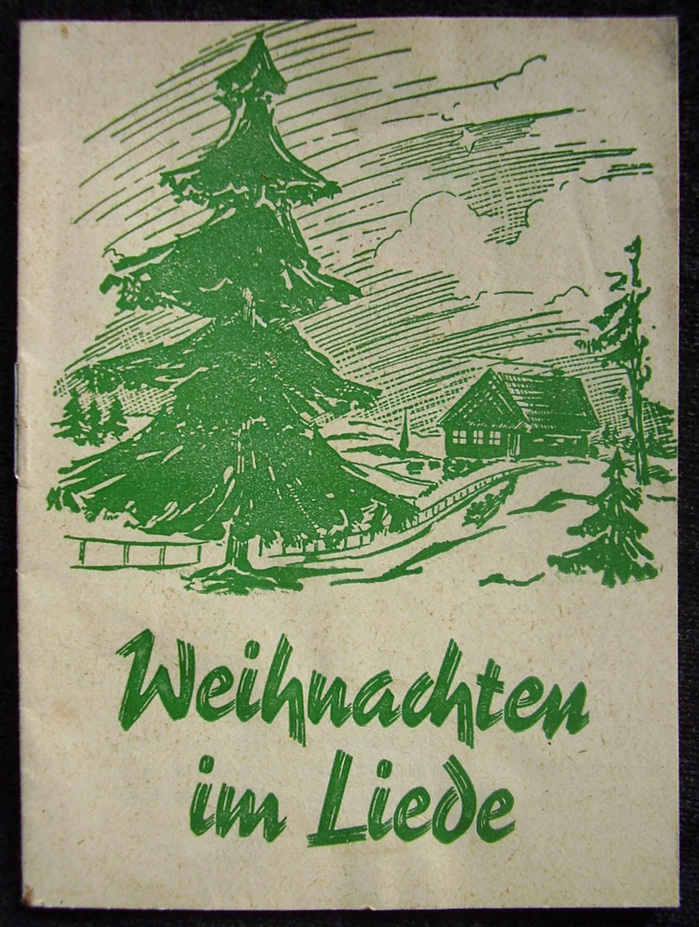 Another edition printed on cheap paper (1950s?), featuring the same illustration, but another 1930s script typeface: This is , designed by  and issued by the  in 1938. The font contained a number of ligatures. This setting uses ch and en (but not ei).