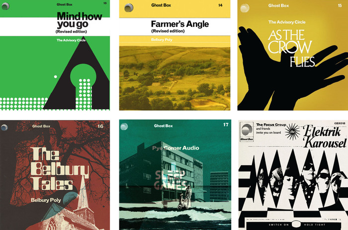 Ghost Box 13&ndash;18: Apart from the revised editions, the series is now truly eclectic in its type choices and arrangements, featuring caps from a light Albertus (As The Crow Flies); a widened version of the (retro)futuristic Letraset Countdown (The Belbury Tales); Tomorrow People, another reference to British 1970s science fiction (Sleep Games); or a phototype-like variant of Times Bold Italic, complete with swash caps and irregular exposure (The Elektrik Karousel).