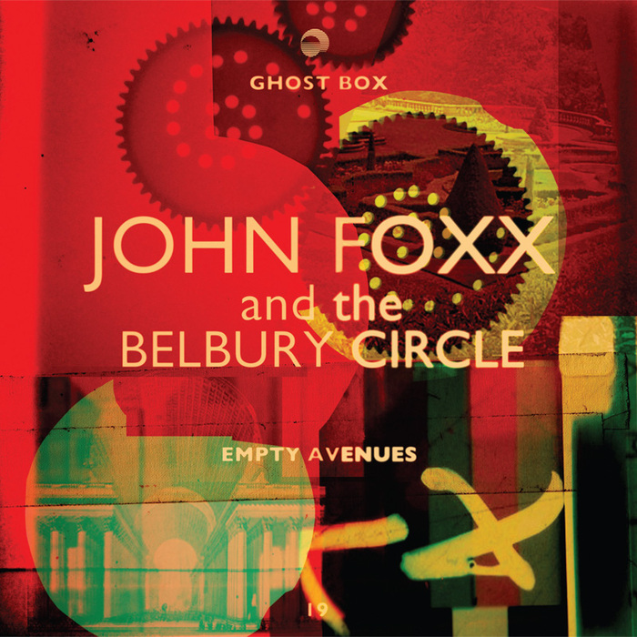 Empty Avenues by John Foxx and The Belbury Circle (GBX 019) uses center-aligned Gill Sans, with effects of overexposure.