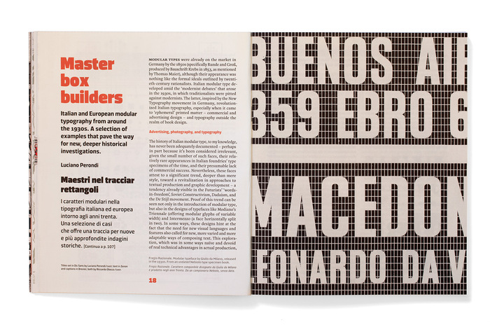 Titles set in Dic Sans by Luciano Perondi/CAST; text in Zenon and captions in Brevier, both by Riccardo Olocco/CAST