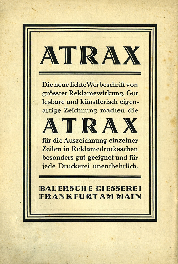 Atrax ad by Bauersche Gießerei