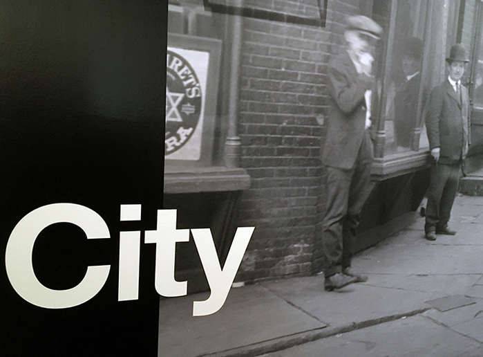 Helvetica contrasts with the sharp and interesting detail in vintage photos.