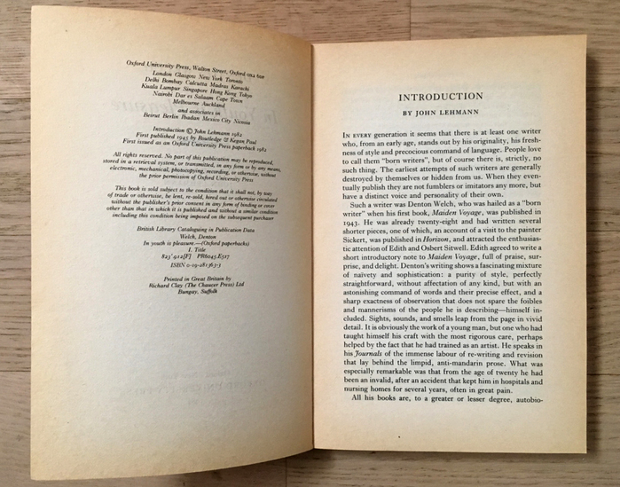 First published 1945 by Routledge &amp; Kegan Paul. First issued as an Oxford University Press paperback in 1982, with an introduction by John Lehmann. Printed by Richard Clay (The Chaucer Press) Ltd, Bungay, Suffolk.