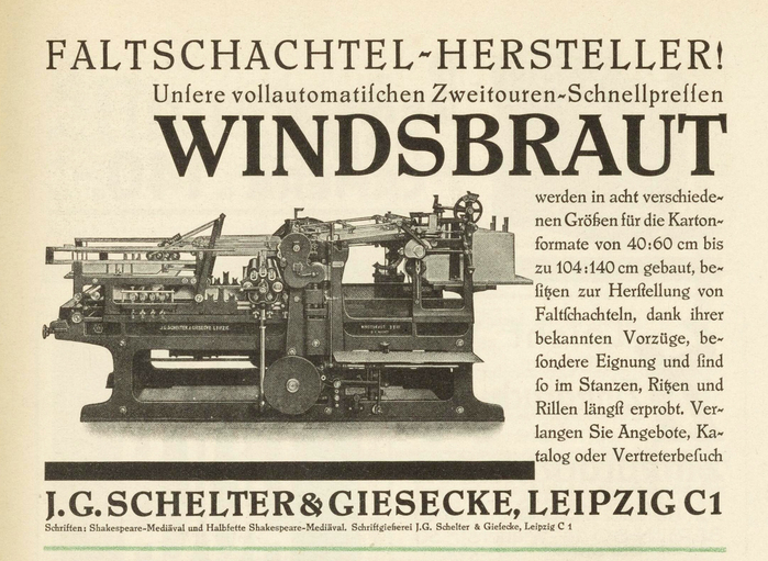 Windsbraut ad by J.G. Schelter &amp; Giesecke (1929)