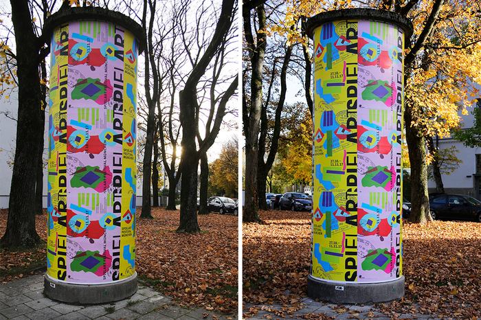Advertising columns with posters