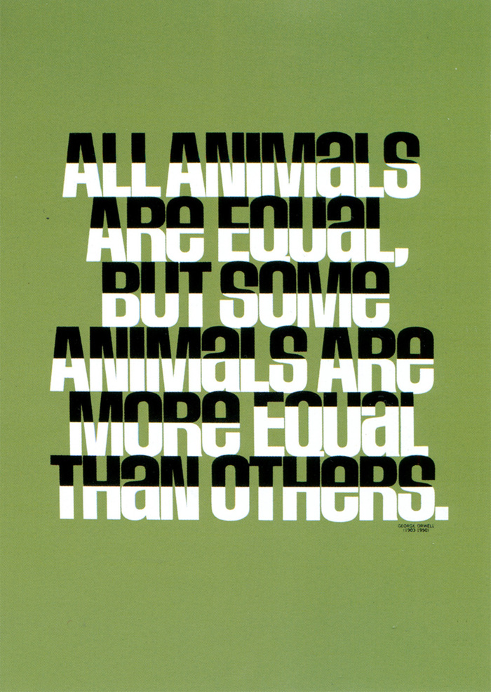“I’ve always had a fond spot in my heart for this quote and for this design interpretation which I feel adds impact to its meaning. The typeface in the original design, however (as I now see it), didn’t exactly serve the purposes of the concept as well as the ITC Machine Bold illustrated below. To reinforce the idea of the black and white horizontals, I needed a typeface that would butt one line against another. ITC Machine Bold was not available at that time, so I used a typeface I felt most suited my purposes. The rounded nature of the original face [Jay Gothic], as you can see, did not work as well as the flat top and bottom surfaces of the Machine Bold. I&nbsp;may be splitting hairs, but that’s what good design is all about. Or should be.”