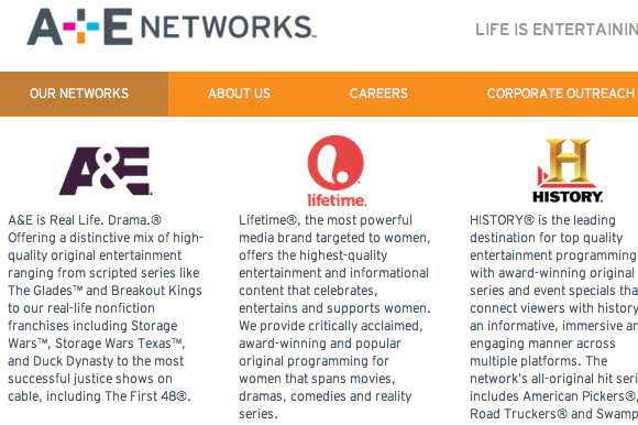 A & E networks Website 1