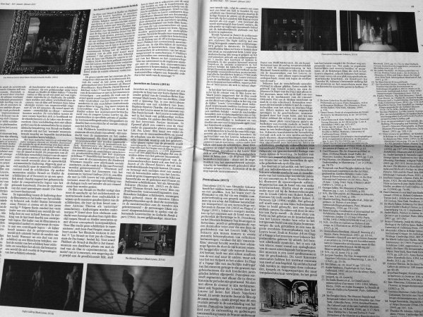 Detail from the interior (2017), featuring a text with numerous footnotes.