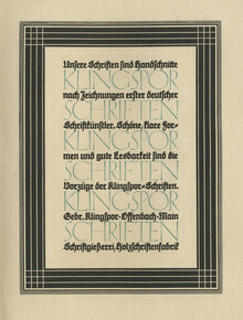 Gebr. Klingspor: “Klingspor Schriften” ad (1924)