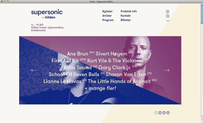 Website for supersonic&mdash;kilden festival.