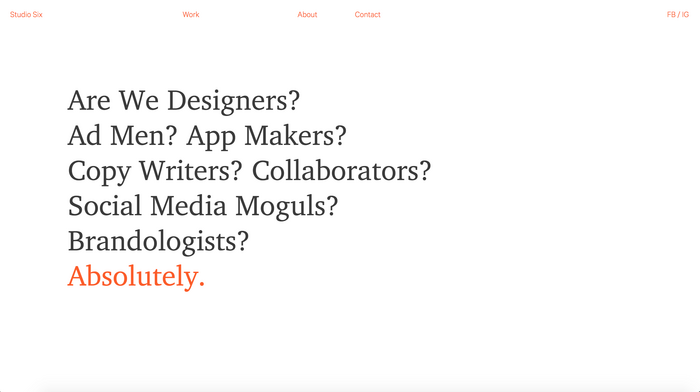 Studio Six website 2