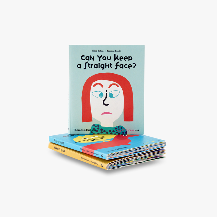 Cover for Can you keep a straight face, with a modified ‘g’ in the title, and a question mark, repurposed as nose. Illustrated by Élisa Géhin. Published january 2017.