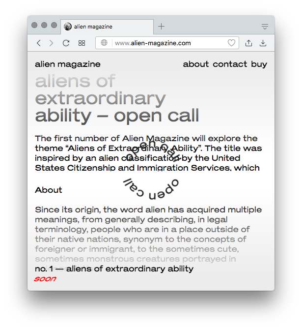 Alien Magazine website 4