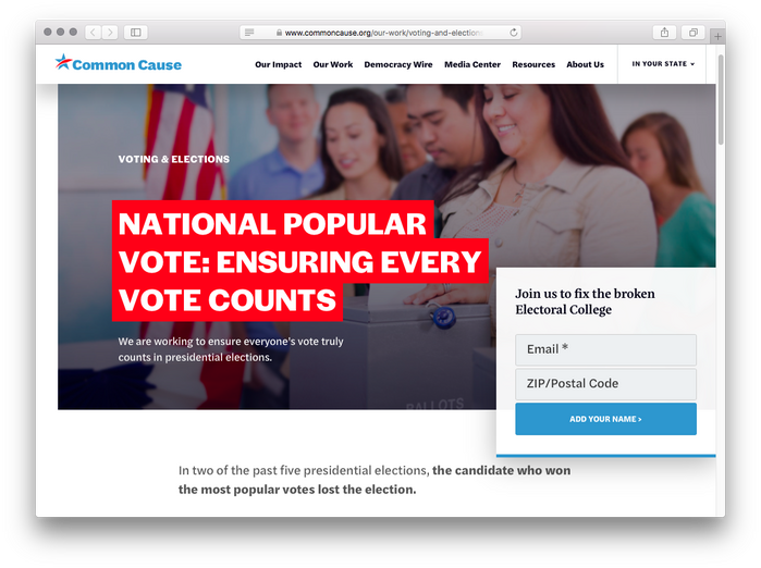 The Common Cause website was designed by Wide Eye Creative.