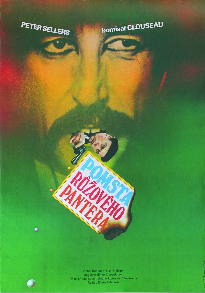 Pomsta ružového pantera / Revenge of the Pink Panther, 1980. More Windsor, combined with Univers Bold. Don’t miss the delicately cut-out teeth on Peter Sellers.