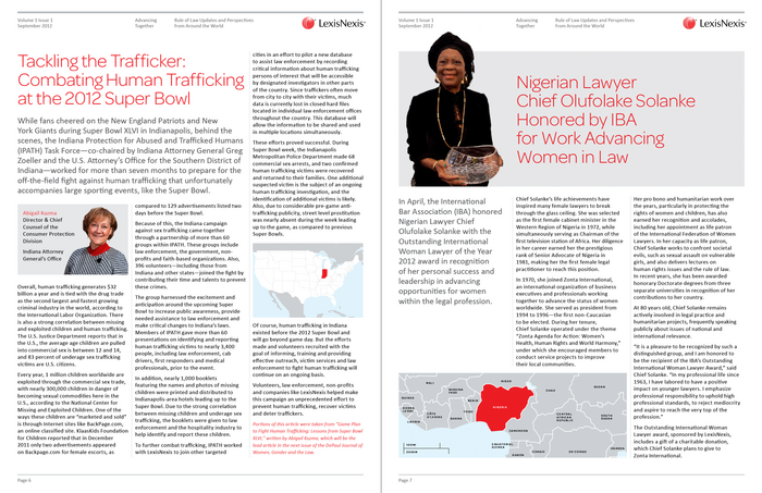 Spread from the Advancing together newsletter, with headings in Omnes Light.