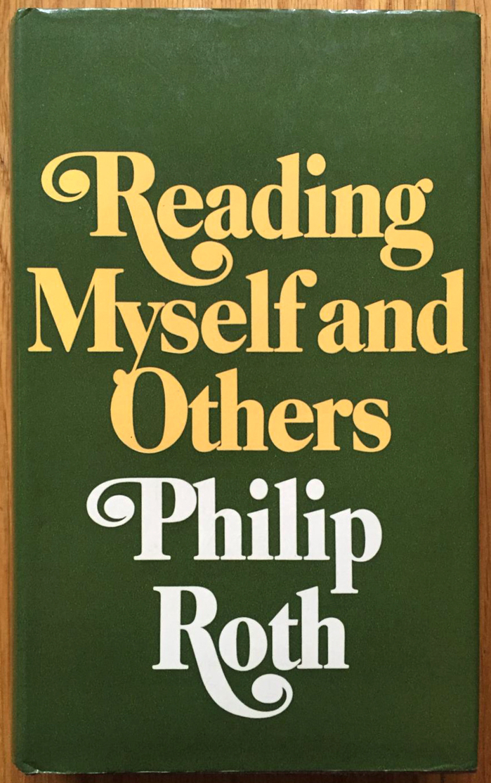 Reading Myself and Others, first UK edition, Jonathan Cape, 1975. The letterforms are the same as on the US jacket, but the words were rearranged. The initial R got more legroom, the y in turn now crashes into the O.