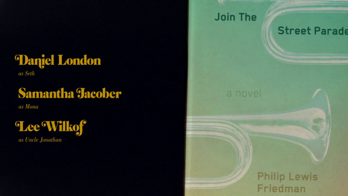 From the end titles: Philip Lewis Friedman, Join The Street Parade. The font is Blender.