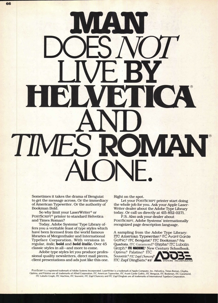 Adobe ad in U&lc, 1987