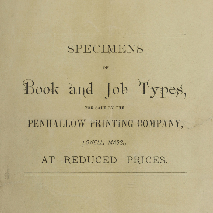 Specimens of Book and Job Types for Sale by the Penhallow Printing Company 1