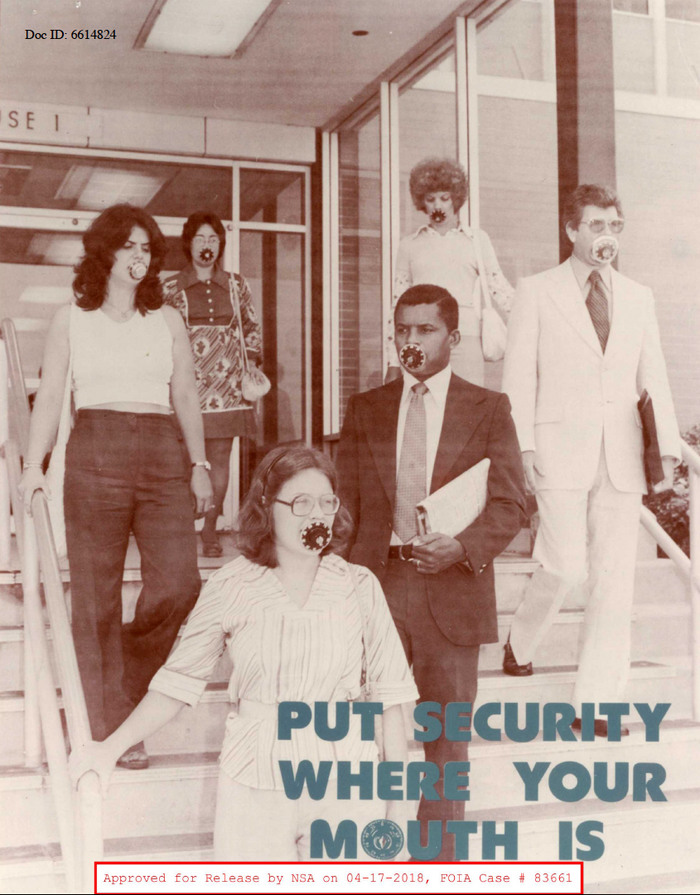 Back in the days when NSA employees did not leave office without a soothing vault lock dial. Text set in Harry Obese (1966).