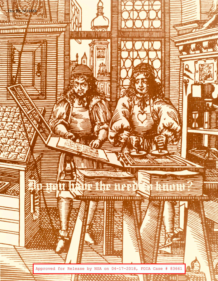 This scene from an early print shop is combined with a Textura that looks like a variety of Engravers Old English. The exact version hasn’t been determined yet, but do you have the need to know? Note that the eyes of the fellow of the left have been modified to cast a suspicious look on his colleague on the right.