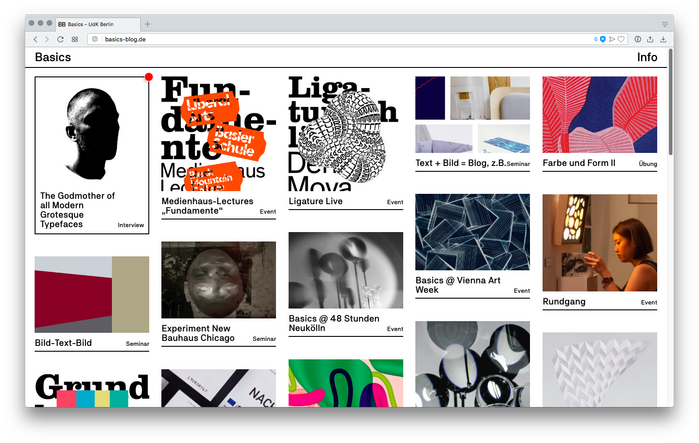 Homepage with thumbnails