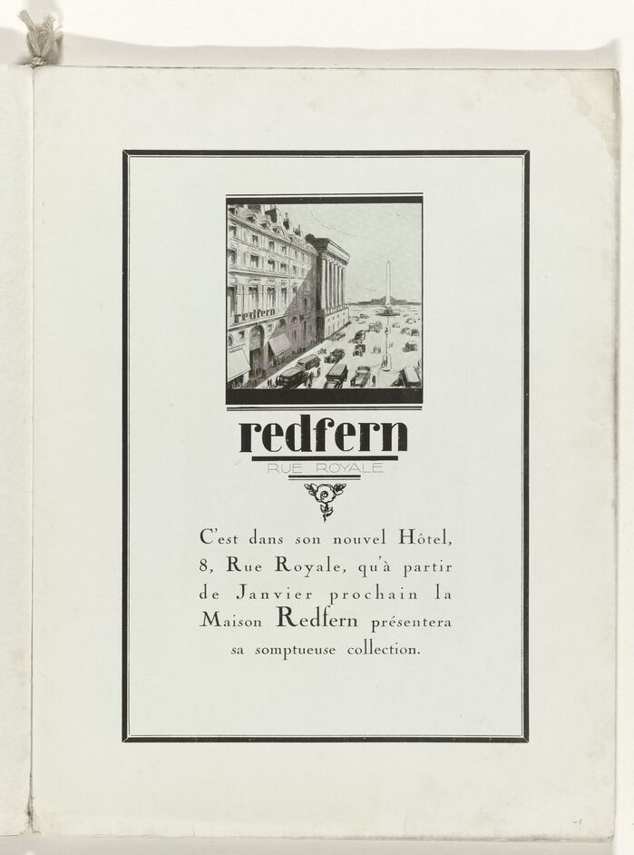 What’s new: an advertisement on page 1. Custom lettering for the client (Redfern; Polyphème from 1910 has a similar lamppost r), with copy set in Nicholas Cochin, the magazine’s default typeface.
