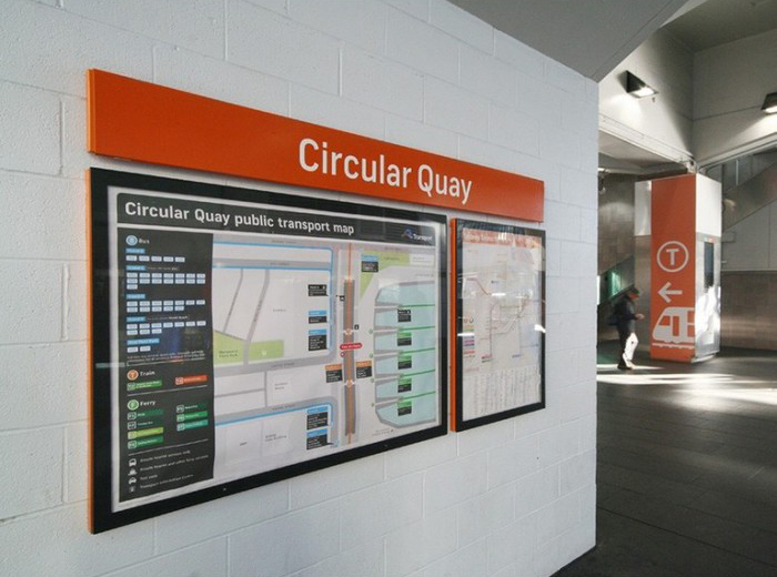 Public transport map at Circular Quay station.