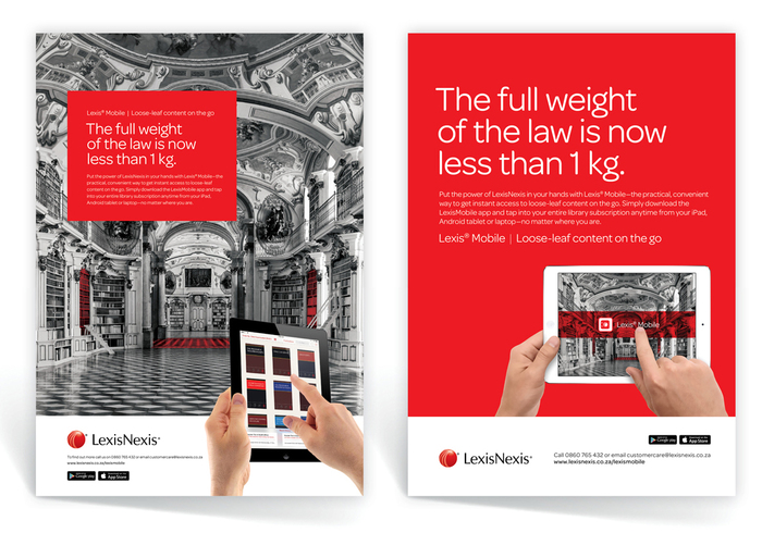 Series of print ads for Lexis Mobile, LexisNexis South Africa.