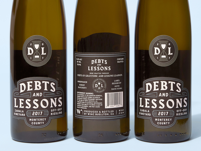 Debts and Lessons wine label 2