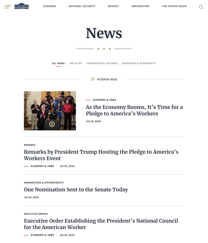 WhiteHouse.gov website (2018) 4