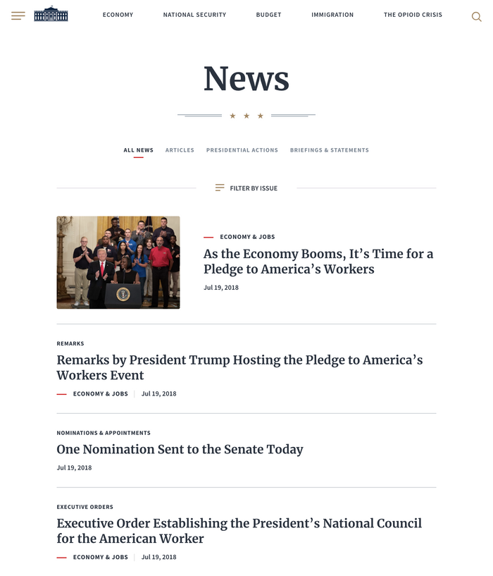 whitehouse.gov website (2018) 4