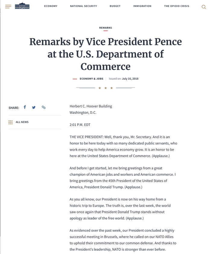 whitehouse.gov website (2018) 5