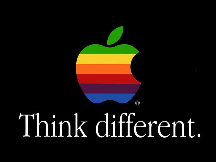 The popular slogan of Apple’s was created in 1997 by the Los Angeles office of advertising agency TBWA\Chiat\Day. Here we can see Apple Garamond being used to full effect.